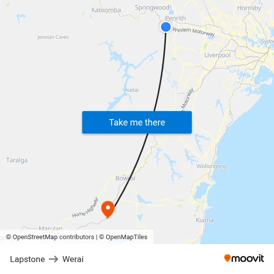 Lapstone to Werai map