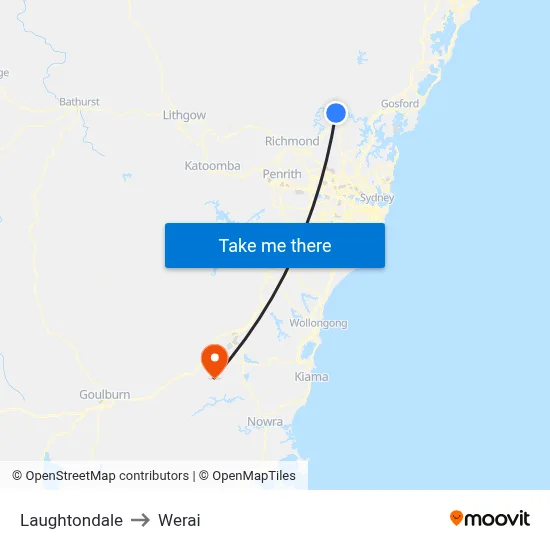 Laughtondale to Werai map
