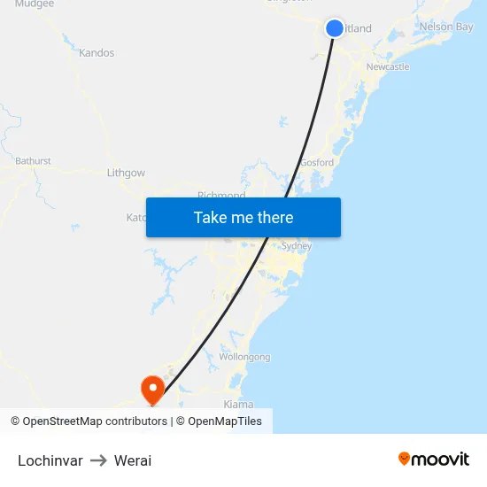 Lochinvar to Werai map