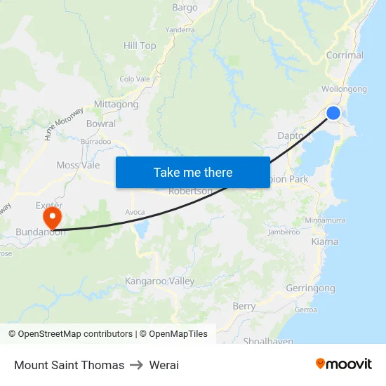 Mount Saint Thomas to Werai map