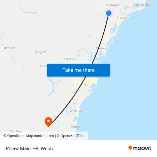 Pelaw Main to Werai map