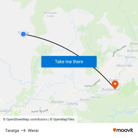 Taralga to Werai map