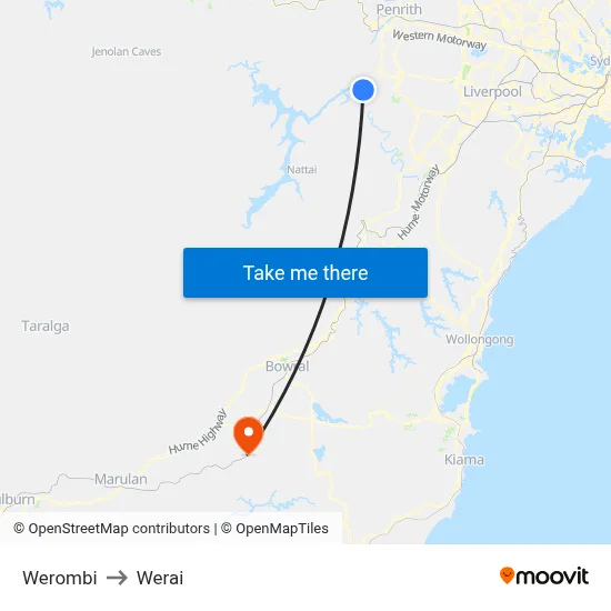 Werombi to Werai map