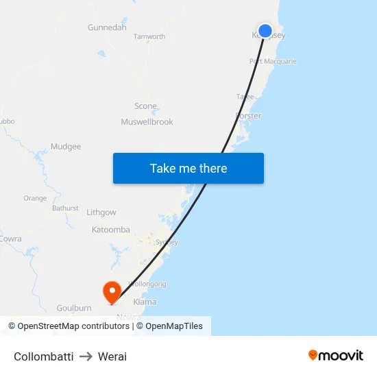 Collombatti to Werai map
