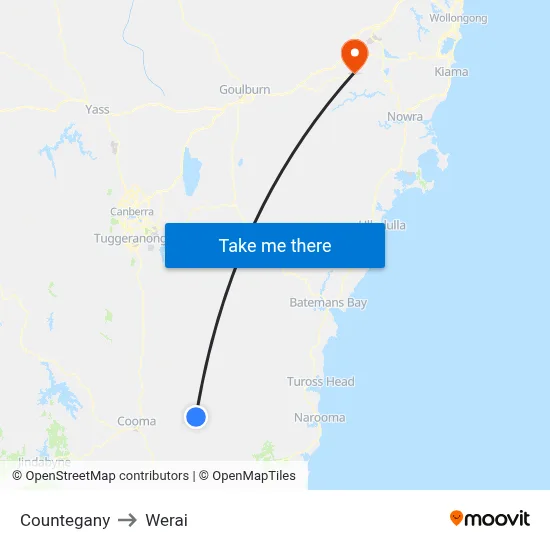 Countegany to Werai map
