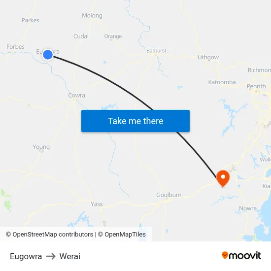 Eugowra to Werai map