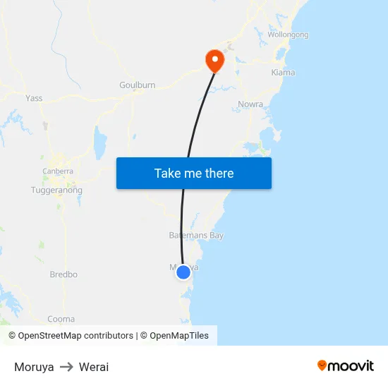 Moruya to Werai map