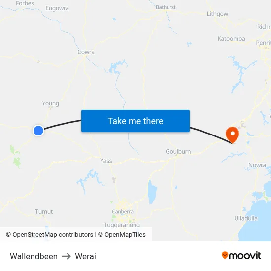 Wallendbeen to Werai map