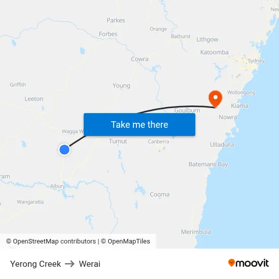 Yerong Creek to Werai map