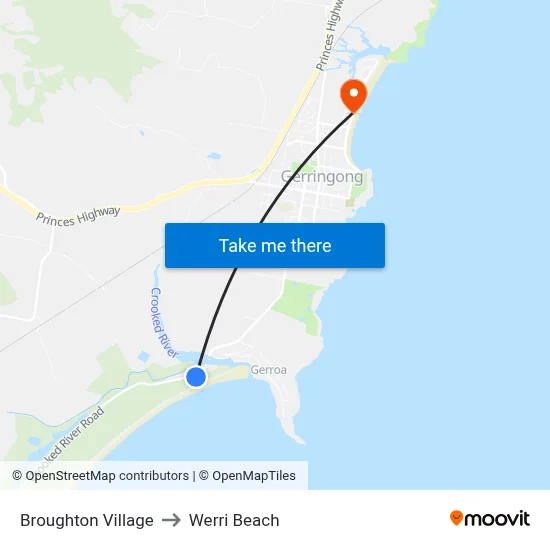 Broughton Village to Werri Beach map