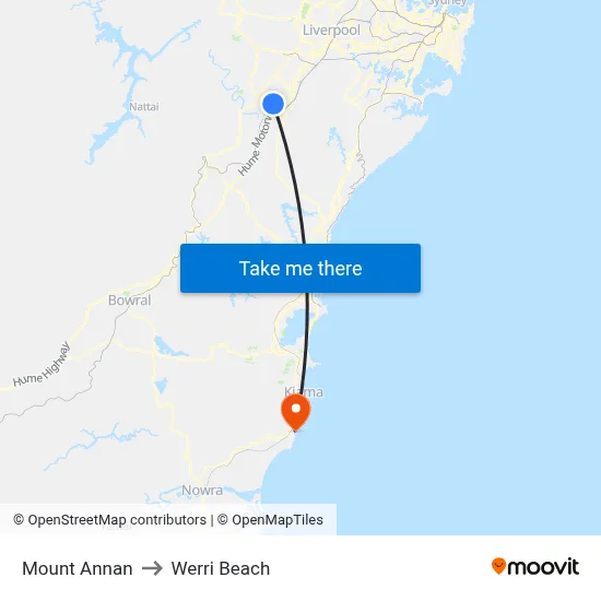 Mount Annan to Werri Beach map