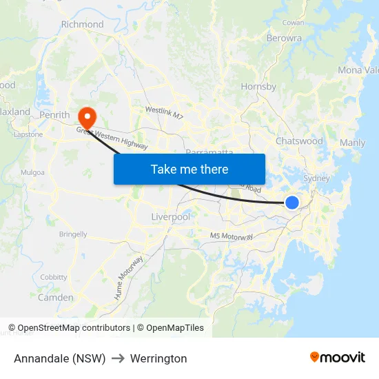 Annandale (NSW) to Werrington map