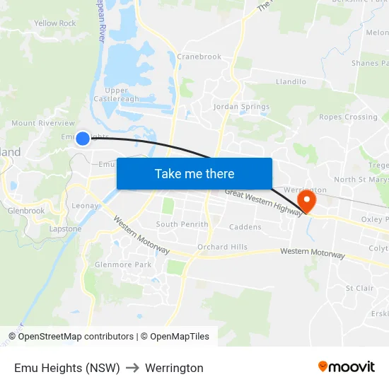 Emu Heights (NSW) to Werrington map