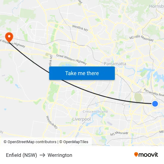 Enfield (NSW) to Werrington map
