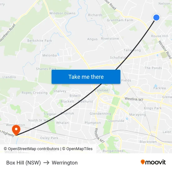 Box Hill (NSW) to Werrington map