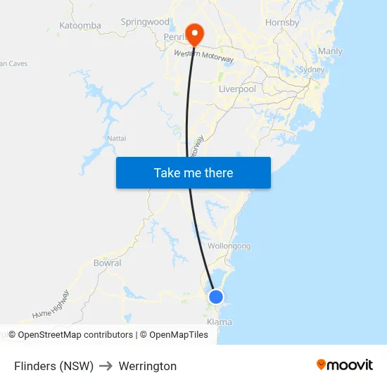 Flinders (NSW) to Werrington map