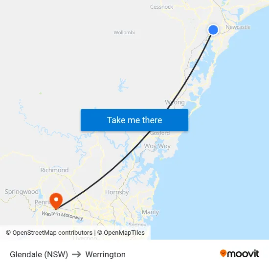 Glendale (NSW) to Werrington map