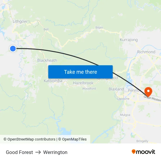 Good Forest to Werrington map