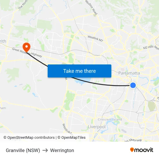 Granville (NSW) to Werrington map