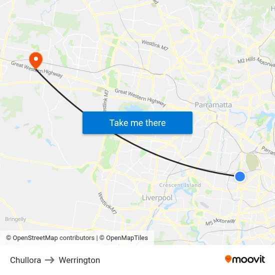 Chullora to Werrington map