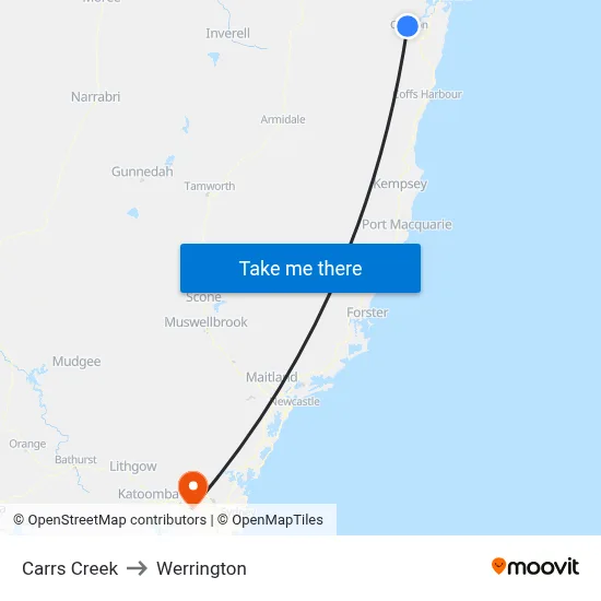 Carrs Creek to Werrington map