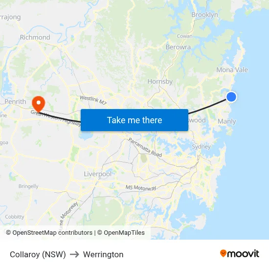 Collaroy (NSW) to Werrington map