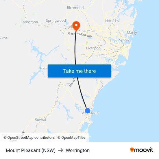 Mount Pleasant (NSW) to Werrington map