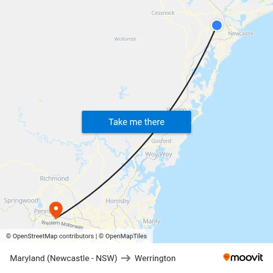 Maryland (Newcastle - NSW) to Werrington map