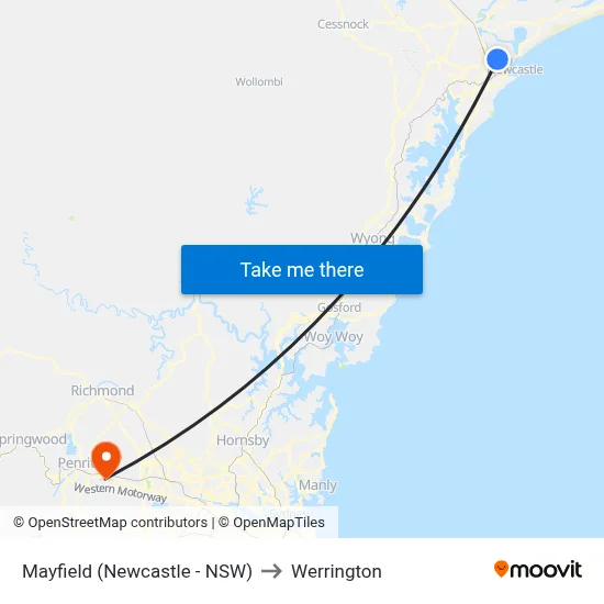 Mayfield (Newcastle - NSW) to Werrington map
