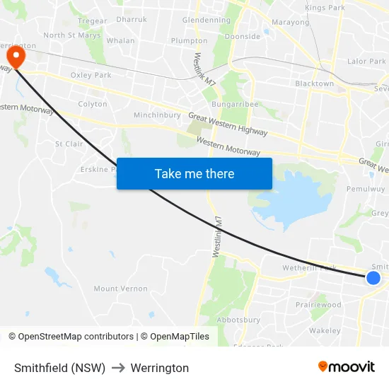 Smithfield (NSW) to Werrington map