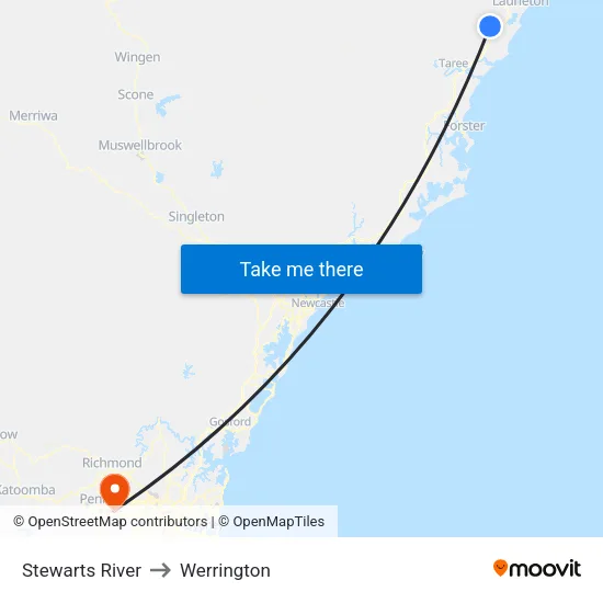 Stewarts River to Werrington map