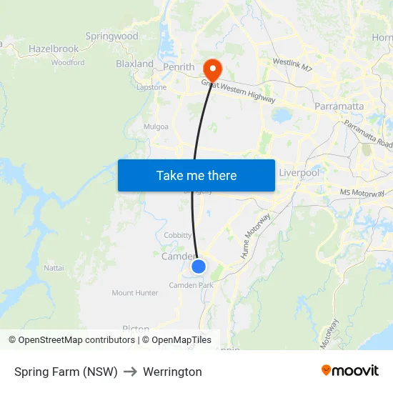 Spring Farm (NSW) to Werrington map