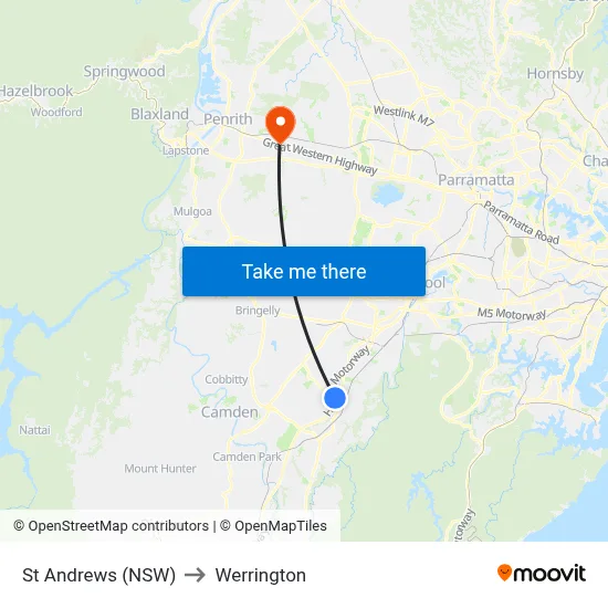 St Andrews (NSW) to Werrington map
