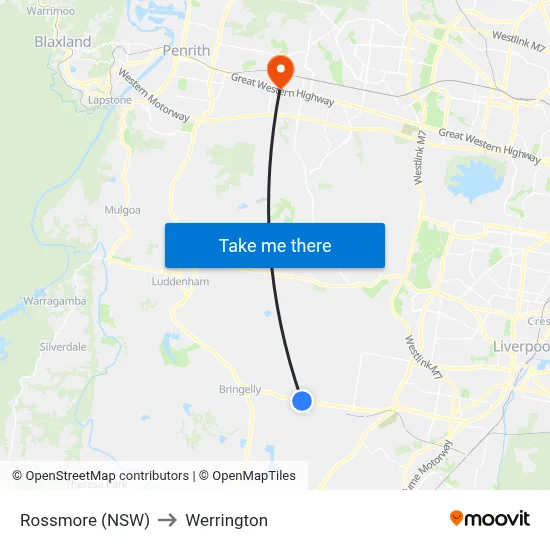 Rossmore (NSW) to Werrington map