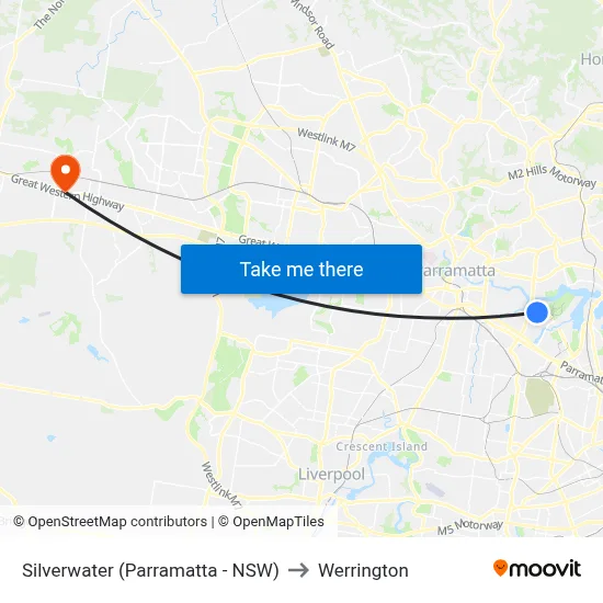 Silverwater (Parramatta - NSW) to Werrington map