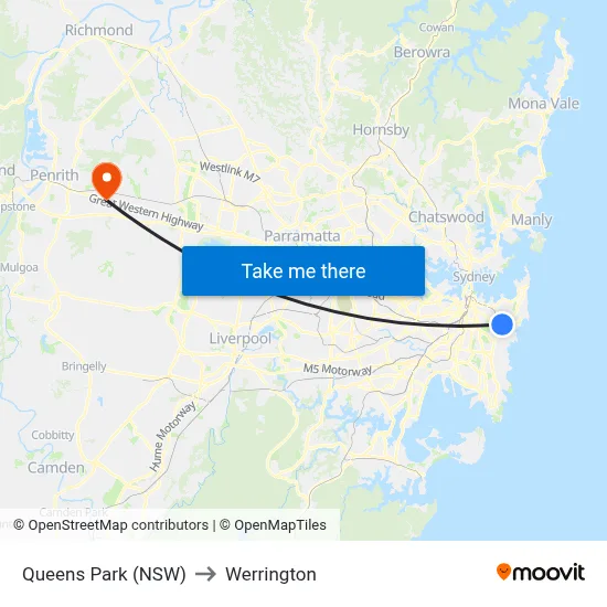 Queens Park (NSW) to Werrington map