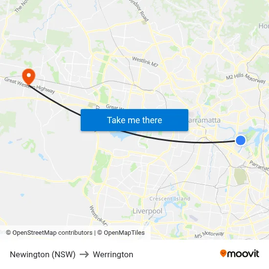 Newington (NSW) to Werrington map