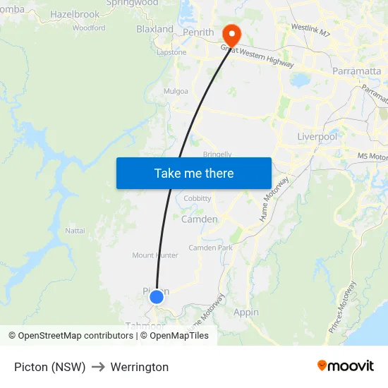 Picton (NSW) to Werrington map