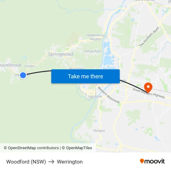 Woodford (NSW) to Werrington map