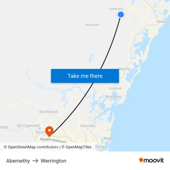 Abernethy to Werrington map
