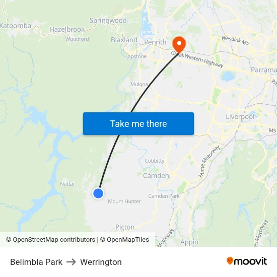 Belimbla Park to Werrington map
