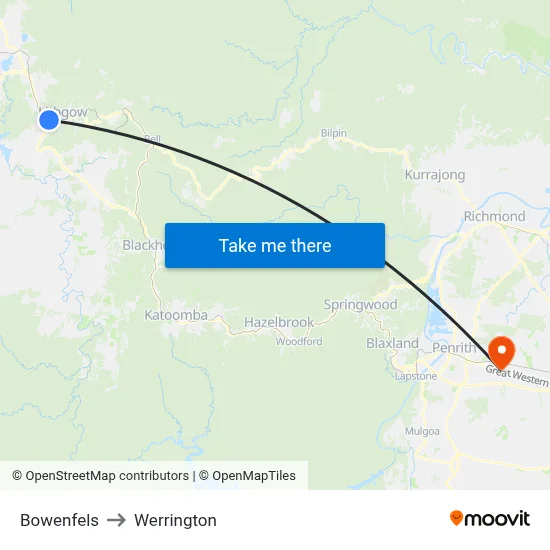 Bowenfels to Werrington map