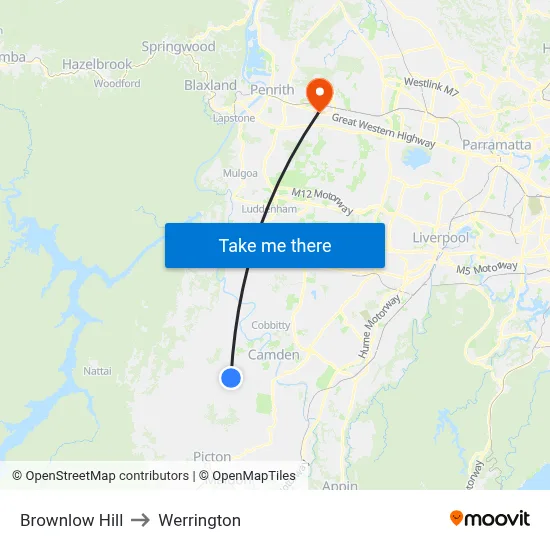 Brownlow Hill to Werrington map
