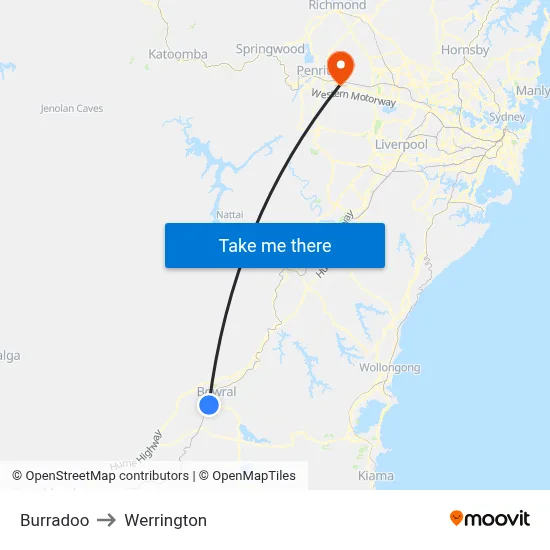 Burradoo to Werrington map