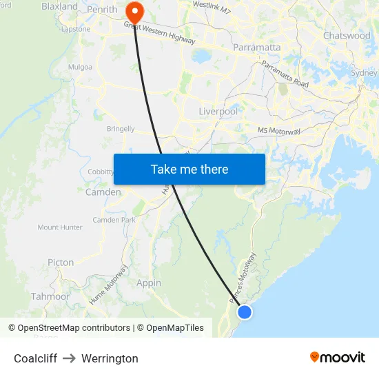 Coalcliff to Werrington map