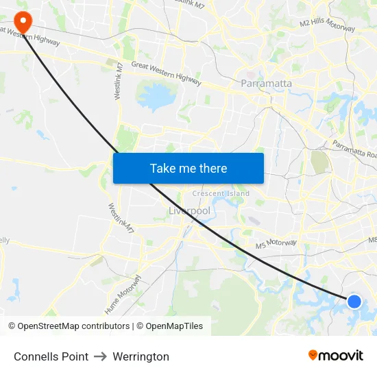 Connells Point to Werrington map