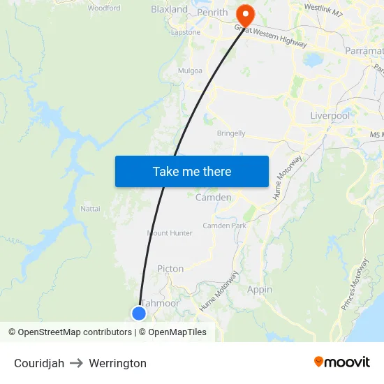 Couridjah to Werrington map