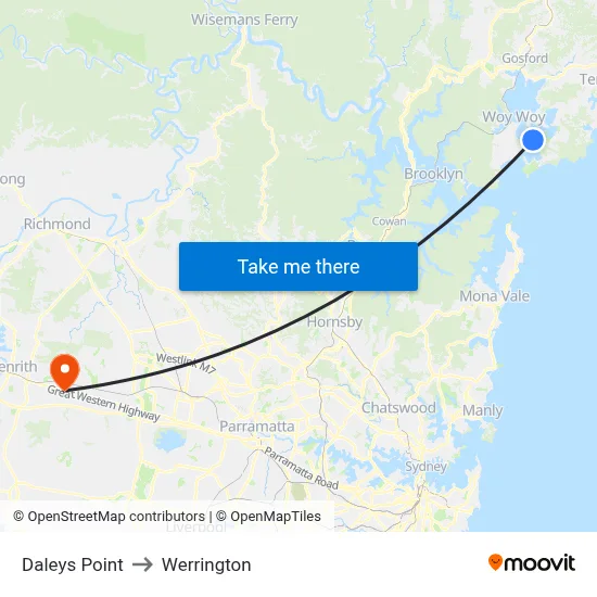 Daleys Point to Werrington map