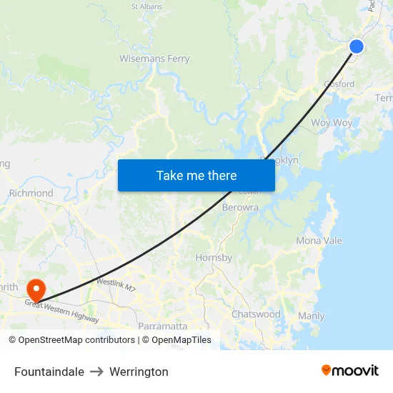 Fountaindale to Werrington map
