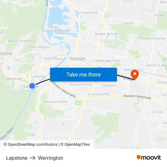 Lapstone to Werrington map